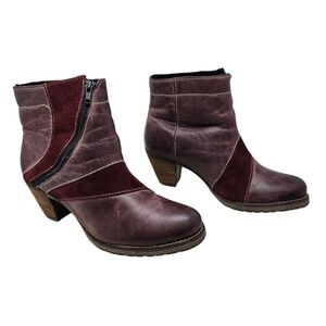 Dromedaris Ankle Boot 40 Kihana Burgundy Leather Suede Artsy Earthy Portugal Zip